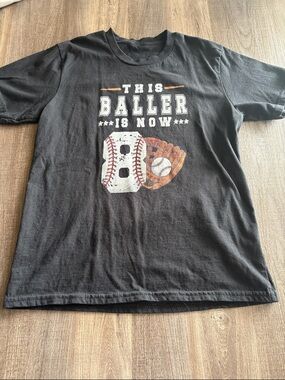 Black 'This Baller Is Now' Baseball Graphic Tee